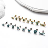 1 Piece Vintage Style French Style Simple Style Flower Butterfly Snowflake Plating Inlay Copper Zircon Cartilage Earrings main image 11