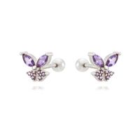 1 Pair Cute Simple Style Butterfly Plating Inlay Copper Zircon White Gold Plated Gold Plated Ear Studs sku image 4