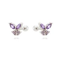 1 Pair Cute Simple Style Butterfly Plating Inlay Copper Zircon White Gold Plated Gold Plated Ear Studs sku image 16