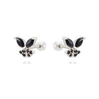 1 Pair Cute Simple Style Butterfly Plating Inlay Copper Zircon White Gold Plated Gold Plated Ear Studs sku image 6