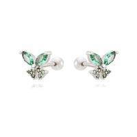 1 Pair Cute Simple Style Butterfly Plating Inlay Copper Zircon White Gold Plated Gold Plated Ear Studs sku image 8