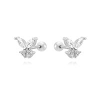 1 Pair Cute Simple Style Butterfly Plating Inlay Copper Zircon White Gold Plated Gold Plated Ear Studs sku image 10