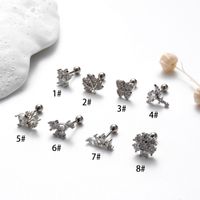 1 Piece French Style Simple Style Leaves Flower Butterfly Plating Inlay Copper Zircon Cartilage Earrings sku image 1