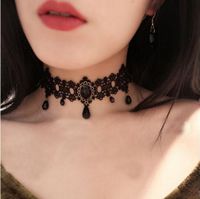 Lolita Plaid Les Gouttelettes D'eau Dentelle Incruster Strass Femmes Collier Ras De Cou sku image 15