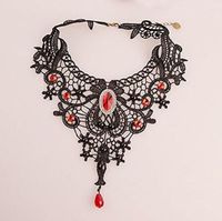 Lolita Plaid Les Gouttelettes D'eau Dentelle Incruster Strass Femmes Collier Ras De Cou sku image 22