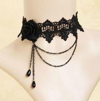 Lolita Plaid Les Gouttelettes D'eau Dentelle Incruster Strass Femmes Collier Ras De Cou sku image 17