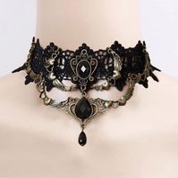 Lolita Plaid Les Gouttelettes D'eau Dentelle Incruster Strass Femmes Collier Ras De Cou sku image 26