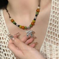 1 Piece Ethnic Style Tassel Butterfly Alloy Mixed Materials Knitting Women's Necklace sku image 11