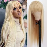 Mujeres Elegante Dulce Fin De Semana Fiesta Cosplay Alambre De Alta Temperatura Bangs Pelo Largo Y Liso Pelucas sku image 2