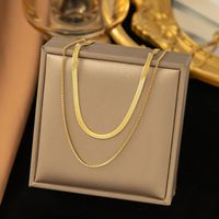 304 Stainless Steel 18K Gold Plated Hip-Hop Retro Plating Solid Color Layered Necklaces sku image 4