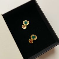 1 Pair Classical Lady Cross Enamel Plating Inlay Copper Ear Studs sku image 90