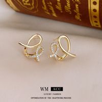 1 Pair Classical Lady Cross Enamel Plating Inlay Copper Ear Studs sku image 103