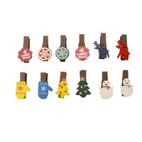 Fashion Christmas Patch Color Snowflake Elk Christmas Tree Gloves Wooden Clip sku image 13