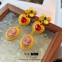 1 Pair Classical Lady Cross Enamel Plating Inlay Copper Ear Studs sku image 218