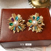 1 Pair Classical Lady Cross Enamel Plating Inlay Copper Ear Studs sku image 268