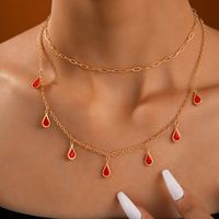 Small Jewelry Simple Fashion Green Diamond Drop Drop Necklace Alloy Chain Rhinestone Necklace Wholesale Nihaojewelry sku image 2