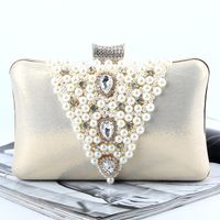 Cross-border Luxury Pearl Embroidery Dinner Bag Women's Evening Bag Party Clutch Popular Rhinestone Banquet Bag Factory Direct Sales sku image 1