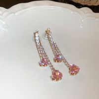 Fashion Alloy Diamond-studded Geometric Earrings Long Tassel Flower Earrings sku image 10