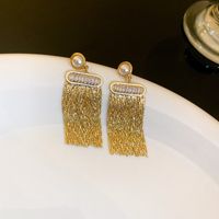 Fashion Alloy Diamond-studded Geometric Earrings Long Tassel Flower Earrings sku image 48