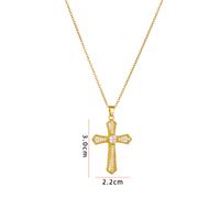 Retro Cross Copper Inlay Zircon Pendant Necklace sku image 36
