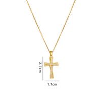 Retro Cross Copper Inlay Zircon Pendant Necklace sku image 43