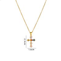 Retro Cross Copper Inlay Zircon Pendant Necklace sku image 52
