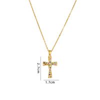 Retro Kreuzen Kupfer Inlay Zirkon Halskette Mit Anhänger sku image 44