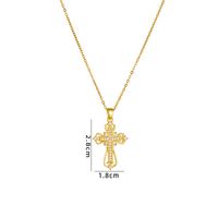 Retro Cross Copper Inlay Zircon Pendant Necklace sku image 28