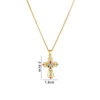 Retro Cross Copper Inlay Zircon Pendant Necklace sku image 29