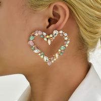 1 Pair Fashion Heart Shape Rhinestone Ear Studs main image 3