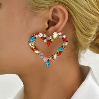 1 Pair Fashion Heart Shape Rhinestone Ear Studs main image 1
