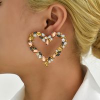 1 Pair Fashion Heart Shape Rhinestone Ear Studs main image 4