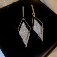 Fashion Alloy Diamond-studded Geometric Earrings Long Tassel Flower Earrings sku image 7