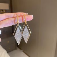Fashion Alloy Diamond-studded Geometric Earrings Long Tassel Flower Earrings sku image 27