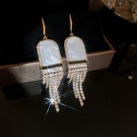 Fashion Alloy Diamond-studded Geometric Earrings Long Tassel Flower Earrings sku image 40