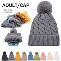 Unisex Simple Style Classic Style Solid Color Twist Pom Poms Wool Cap main image 5