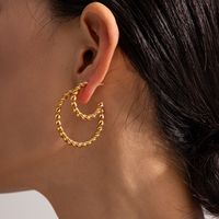 1 Pair Ig Style C Shape Twist Plating Stainless Steel 18k Gold Plated Ear Studs main image 4