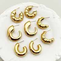 1 Pair Simple Style Commute Horns Plating 304 Stainless Steel Gold Plated Ear Studs main image 1