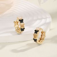 1 Pair Vintage Style Fashion Sweet Butterfly Enamel Plating Copper 18k Gold Plated Hoop Earrings main image 3