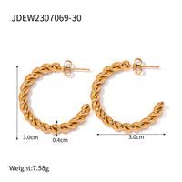 1 Pair Ig Style C Shape Twist Plating Stainless Steel 18k Gold Plated Ear Studs sku image 3