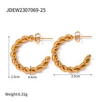 1 Pair Ig Style C Shape Twist Plating Stainless Steel 18k Gold Plated Ear Studs sku image 2