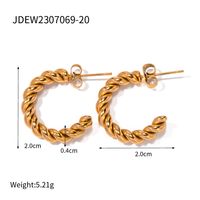 1 Pair Ig Style C Shape Twist Plating Stainless Steel 18k Gold Plated Ear Studs sku image 1