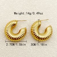1 Pair Nordic Style Commute Spiral Stripe Enamel Plating Stainless Steel Gold Plated Ear Studs sku image 4