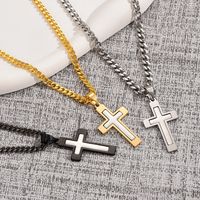 Casual Hip-hop Cross Stainless Steel Titanium Steel Plating Pendant Necklace main image 1
