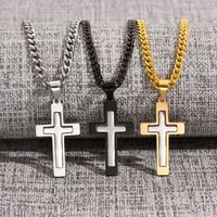 Casual Hip-hop Cross Stainless Steel Titanium Steel Plating Pendant Necklace main image 2