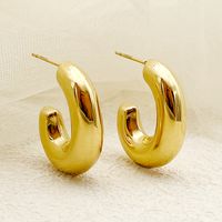 1 Pair Simple Style Commute Horns Plating 304 Stainless Steel Gold Plated Ear Studs main image 2