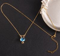 Simple Style Cartoon Character Heart Shape Bow Knot Copper Inlay Zircon Pendant Necklace sku image 1