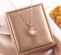 Simple Style Cartoon Character Heart Shape Bow Knot Copper Inlay Zircon Pendant Necklace sku image 56