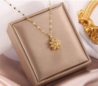 Simple Style Cartoon Character Heart Shape Bow Knot Copper Inlay Zircon Pendant Necklace sku image 68