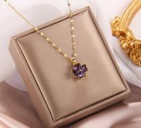 Simple Style Cartoon Character Heart Shape Bow Knot Copper Inlay Zircon Pendant Necklace sku image 60
